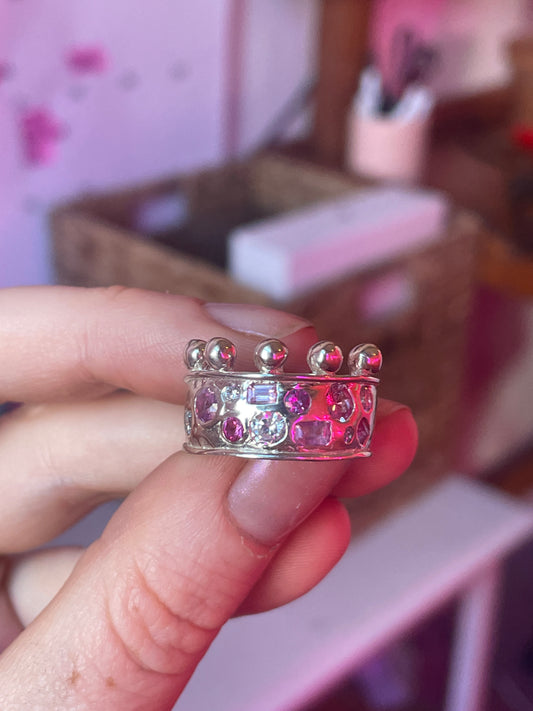 Blobby Crown Ring Silver