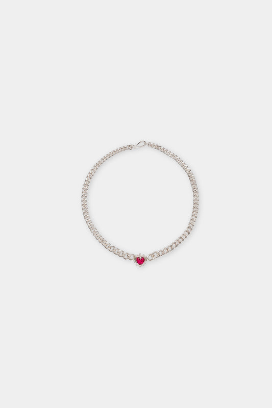 Chained Ruby Heart Necklace