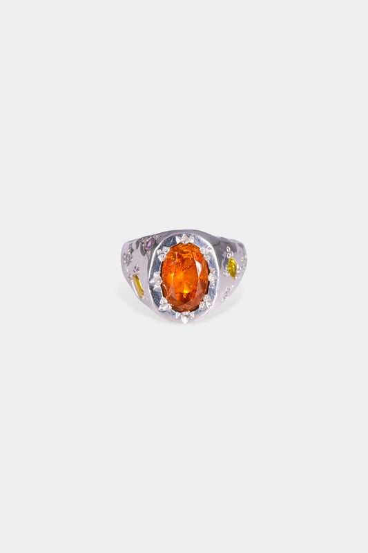 Adios Ring - hessonite garnet, yellow sapphires, amethyst, white CZs