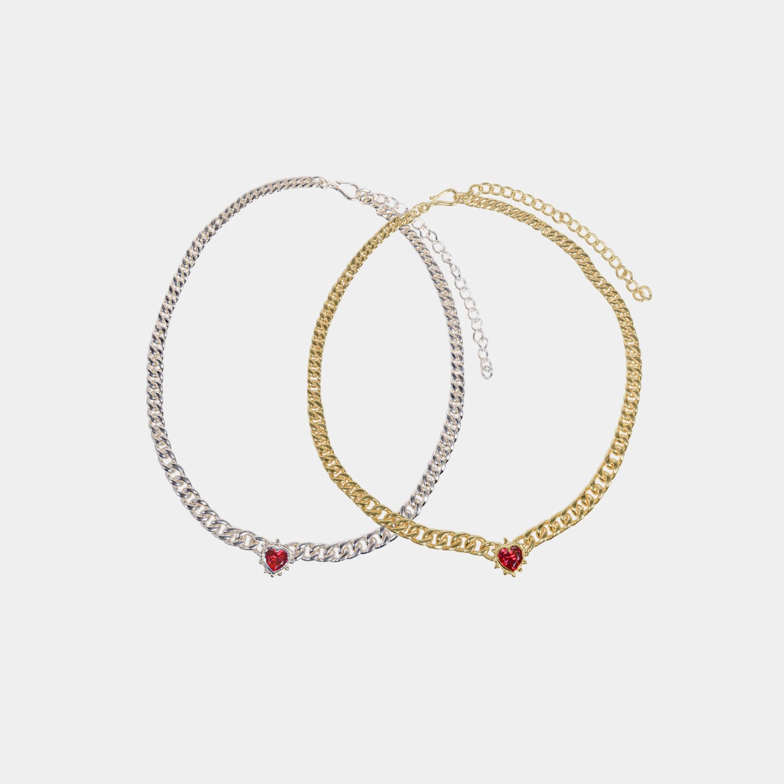 Chained Ruby Heart Necklace