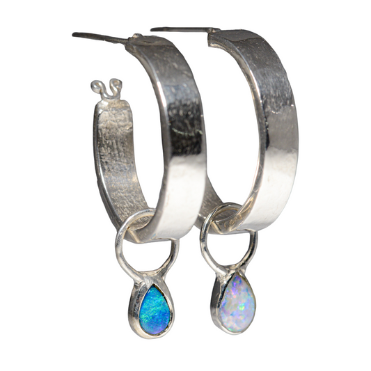 Opal Dingle Dangle Hoops