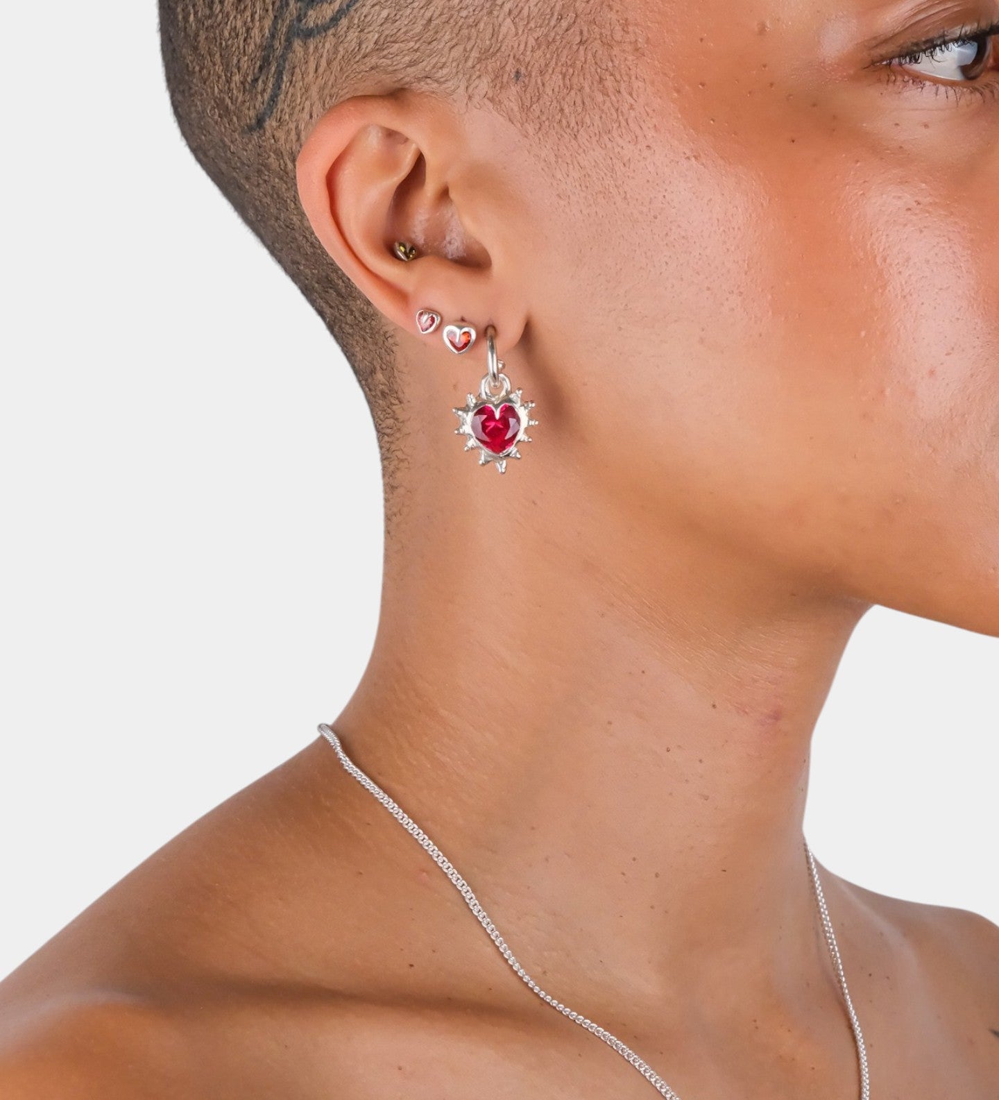 Ruby Heart Hoops