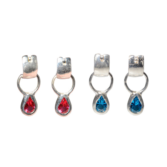 Tiny Jewel Dangle Hoops