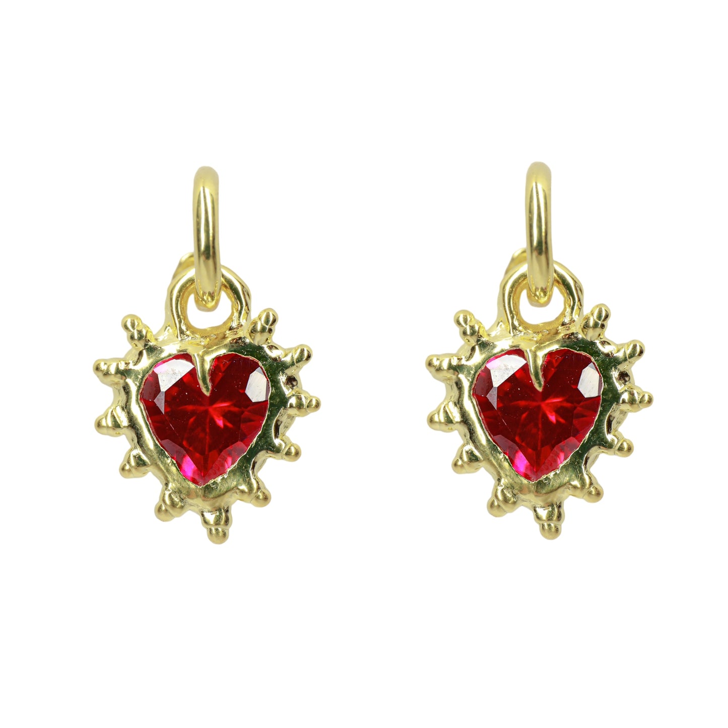 Ruby Heart Hoops