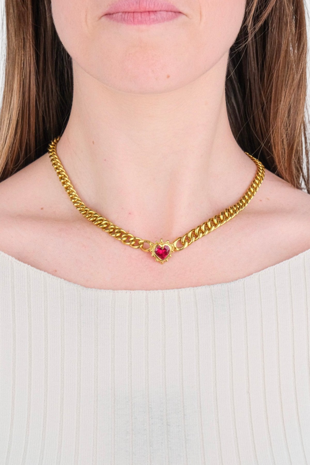 SAMPLE - Chained Ruby Heart Necklace