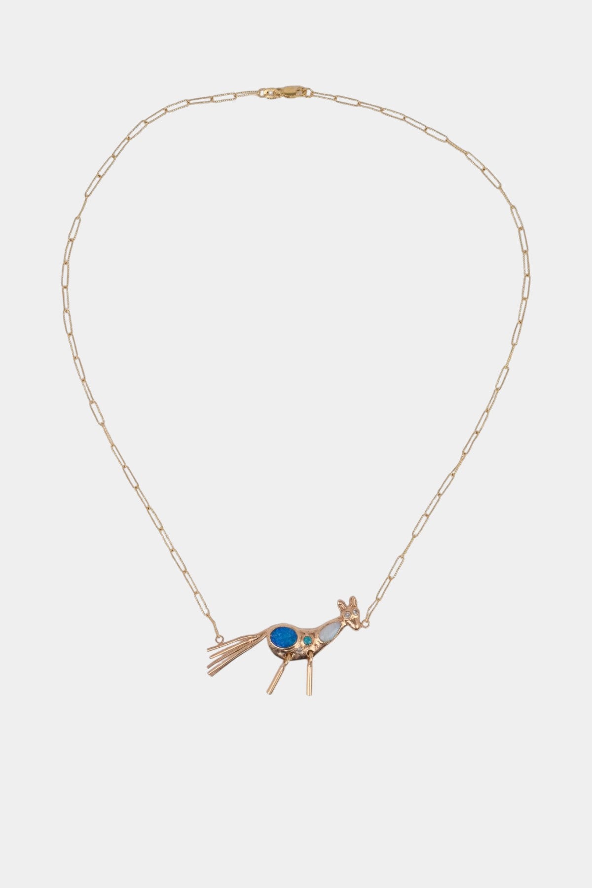 NQR - Yellow Gold Opal Horse Necklace
