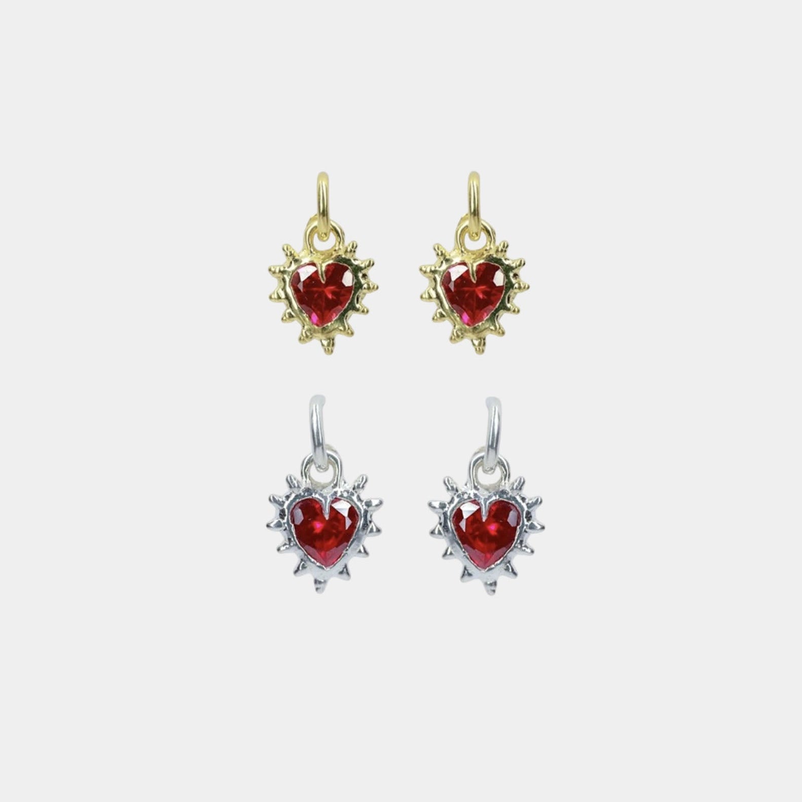 Ruby Heart Hoops