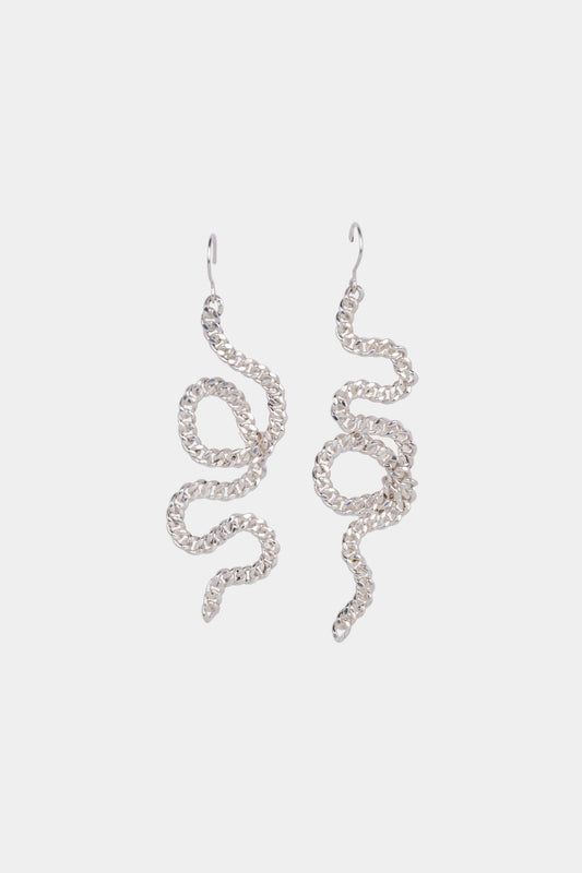 Silver Snake Earrings