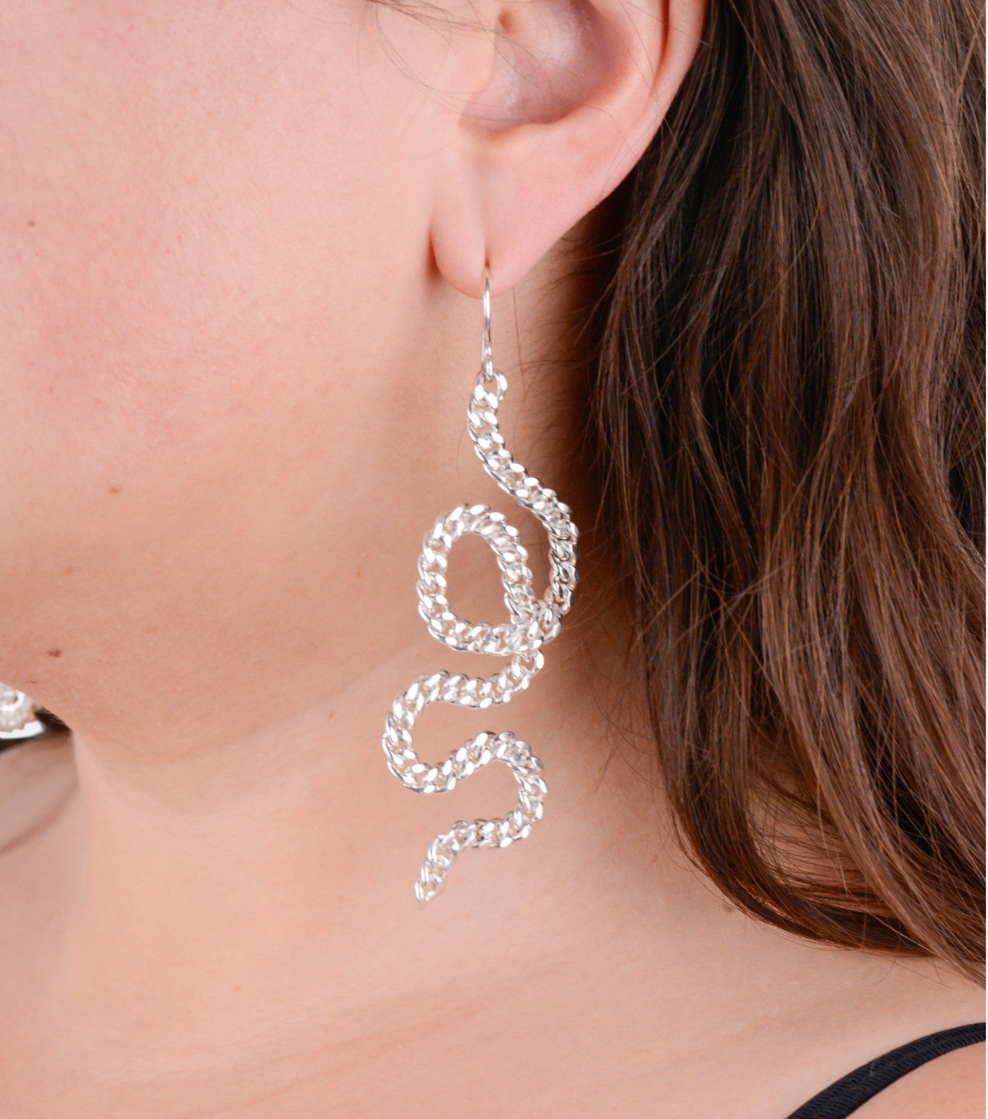 Silver Snake Earrings