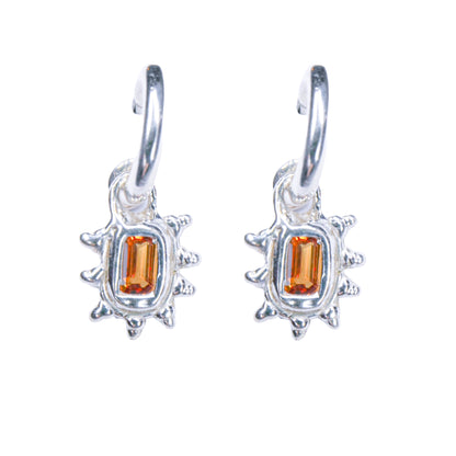 Limited Edition Orange Sapphire Hoop Studs