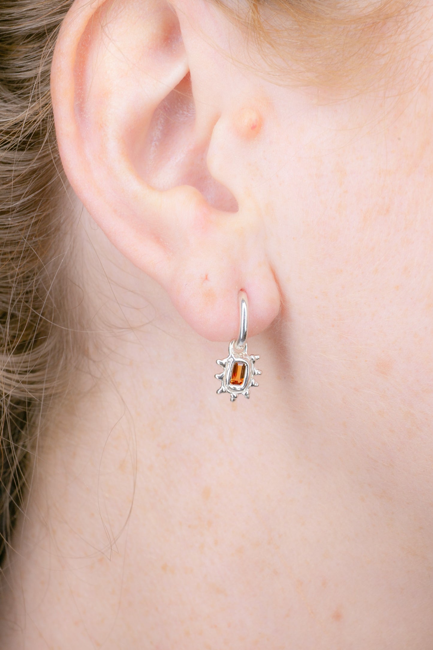 Limited Edition Orange Sapphire Hoop Studs